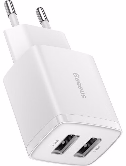 Baseus nabíjačka do siete Compact 2xUSB 10,5W biela
