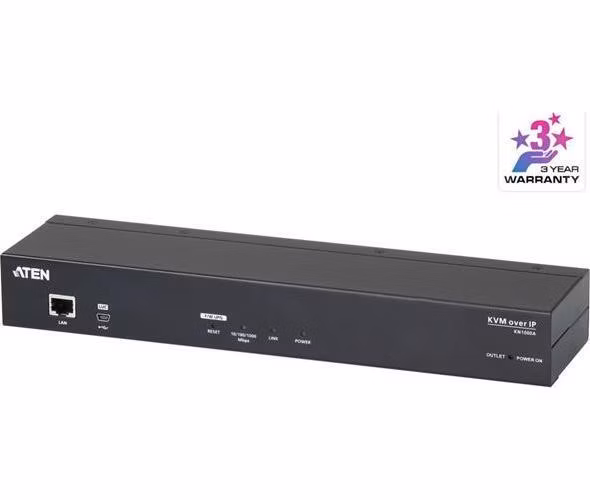 ATEN 1-Local/Remote Share Access Single Port VGA KVM over IP Switch with Single Outlet Switched PDU (1920 x 1200)