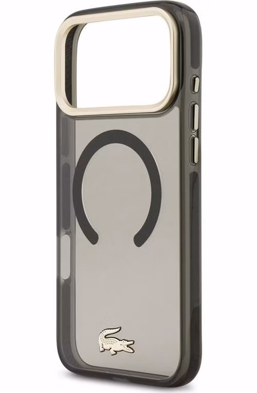 Lacoste PC/TPU Frosted Finish Gold Logo MagSafe kryt iPhone 18 Pro Max čierny
