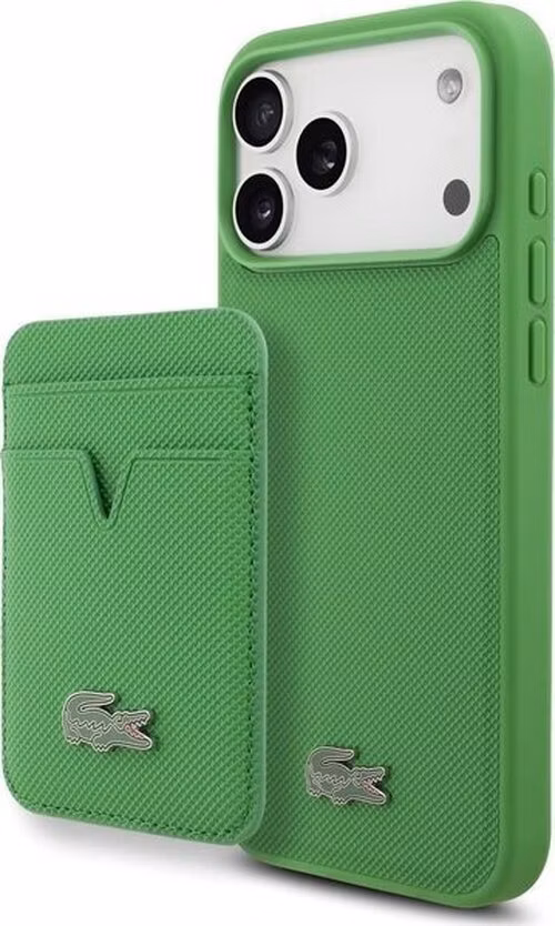Lacoste Iconic Petit Pique MagSafe kryt + peňaženka iPhone 17 Pro Max zelený