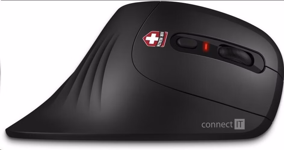 CONNECT IT FOR HEALTH ergonomická vertikální myš, (+ 1x AA baterie zdarma), bezdrátová, ČERNÁ