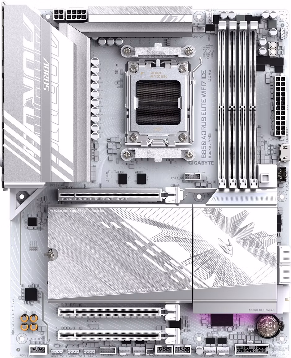 GIGABYTE MB Sc AM5 B850 A ELITE WF7 ICE, AMD B850, 4xDDR5, 1xDP, WiFi, ATX
