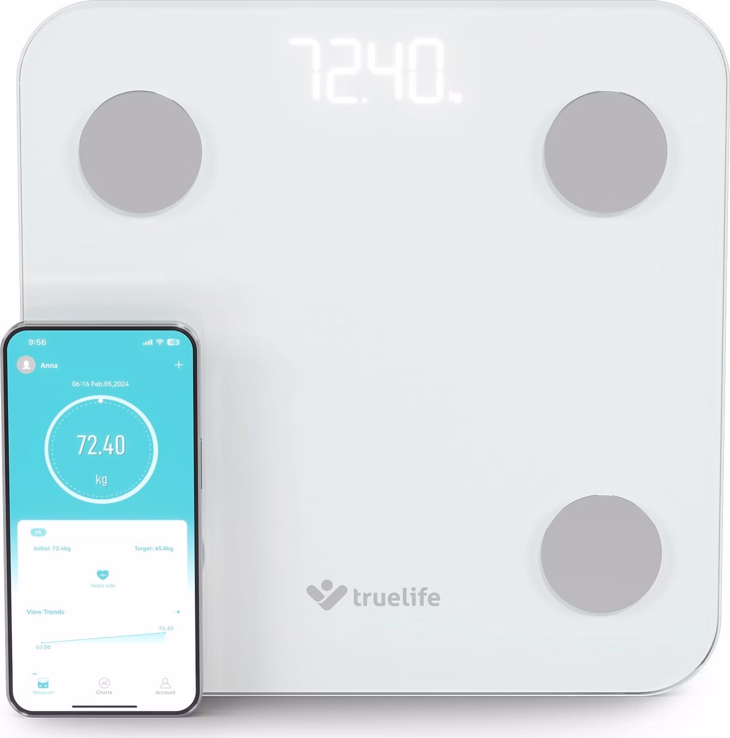 TrueLife FitScale W1 BT White - bioelektrická impedanční bluetooth váha