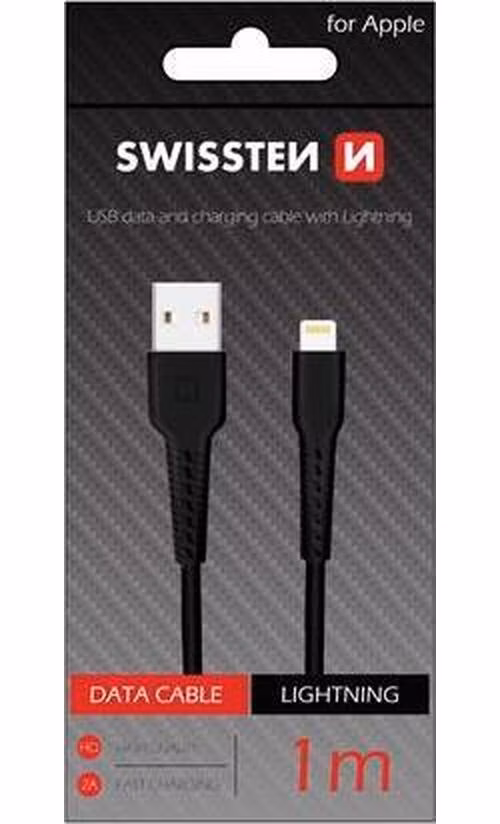 SWISSTEN DATOVÝ KABEL USB / LIGHTNING 1,0 M ČERNÝ