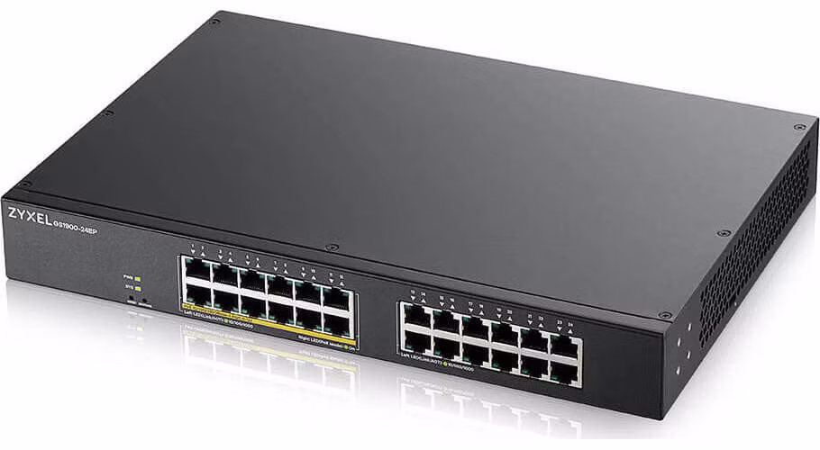 Zyxel GS1900-24EP 24-portový gigabitový inteligentný riadený PoE prepínač, 24x gigabitový RJ45 (12x PoE), rozpočet PoE 130W