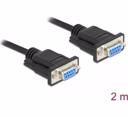 Delock Sériový kabel RS-232 D-Sub 9, null modem s krytem s úzkou zástrčkou - automatické řízení CCTS / RTS - 2 m