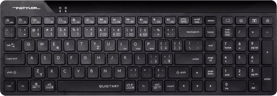 A4tech FStyler FBK23 AS, bezdrátová Dual mode Bluetooth+2,4G klávesnice, CZ, černá