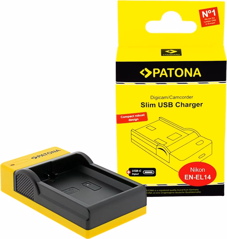 PATONA nabíječka Foto Nikon EN-EL14 slim, USB-C