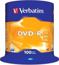 VERBATIM DVD-R(100-balenie)Vreteno/bežný maloobchod/16x/4.7GB