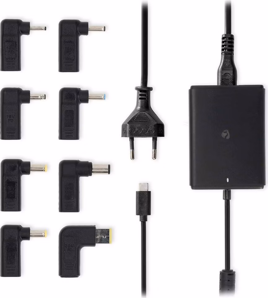 Nedis NBAU100110BK - Adaptér k notebooku| GaN | 10 W | 5 / 9 / 12 / 15 / 20 V DC | 3.0 / 5.0 A  | Euro / Typ-C