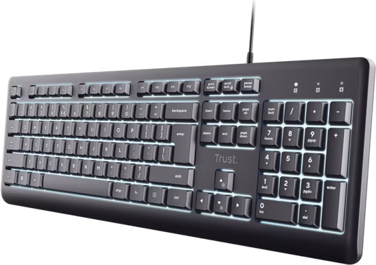 TRUST klávesnice Primo, Membránová, USB-C, Podsvícená, černá CZ/SK