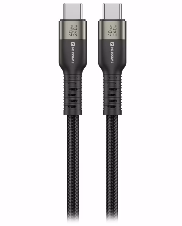 SWISSTEN DATOVÝ VIDEO KABEL USB 4.0, USB-C, 240W, 8K@60Hz, 40 Gb/s, TB3 &amp; TB4, 0,5 M ČERNÝ