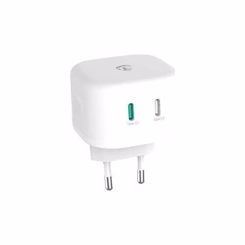 Nedis WCGPD45W100WT- Síťová Nabíječka | 45 W | GaN | PD3.0 | Funkce rychlého nabíjení | 2 výstupy | 2x USB-C™ | Bílá