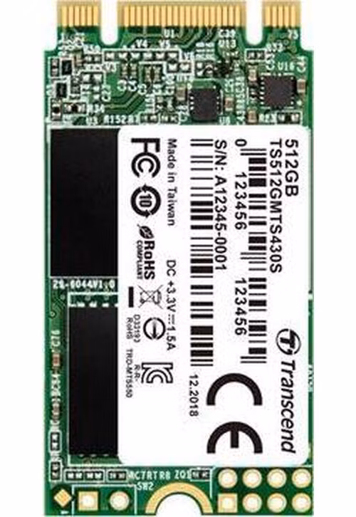 TRANSCEND MTS430S 512GB SSD disk M.2, 2242 SATA III 6Gb/s (3D TLC), 560MB/s R, 500MB/s W