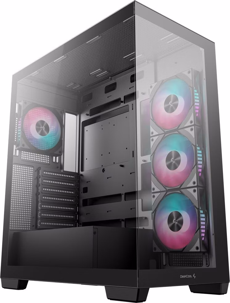 DEEPCOOL skříň CG580 4F / ATX / 4x120mm ARGB fans / 2xUSB 3.0 / panoramatická / tvrzené sklo / černá