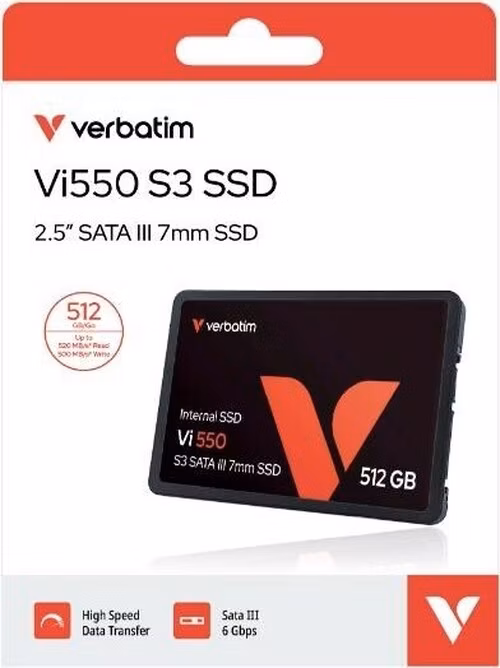 VERBATIM SSD Vi550 S3 512GB SATA III, 2.5” W 535/ R 560 MB/s