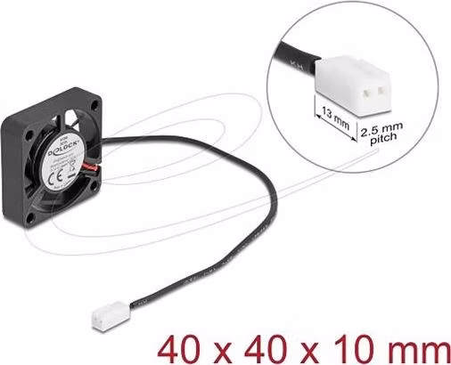 Delock Axiální ventilátor: 5 V DC, 40 x 40 x 10 mm, černý