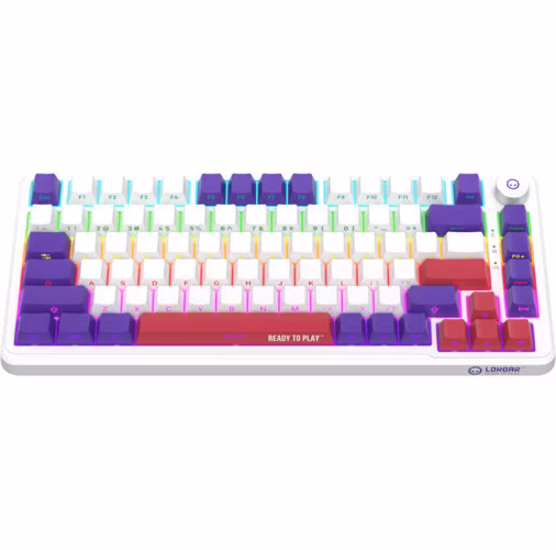 Lorgar KBA4175WH, mechanická herná klávesnica, 82 klávesov, Toxic Purple Switch, Hot-Swap, RGB, USB-C