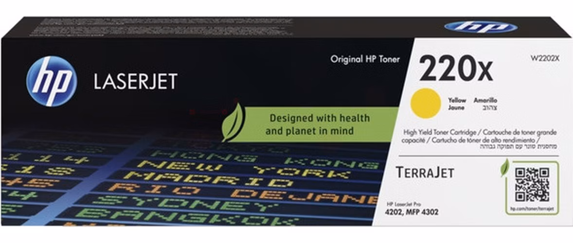 HP toner 220X (žlutý, 5500str.) pro LaserJet Pro 4202dn, 4202dw, MFP 4302dw, MFP 4302fdn, MFP 4302fdw