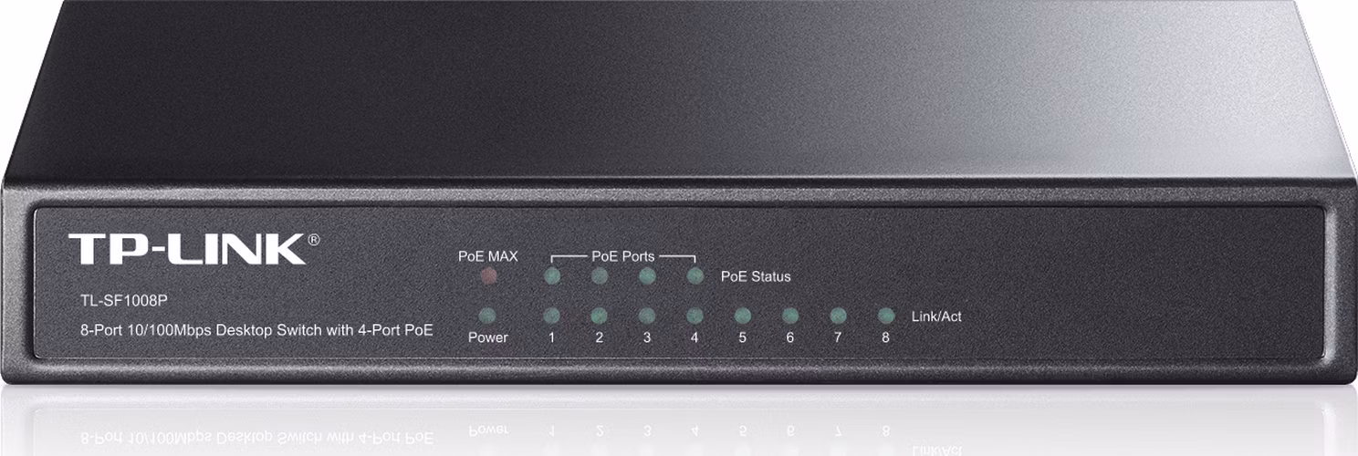 TP-Link TL-SF1008P 8x10/100 (4xPOE) 66W Desktop kovový CCTV Switch