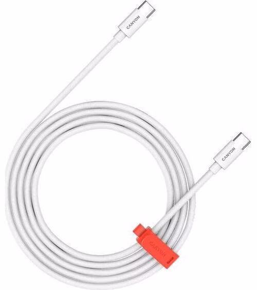 Canyon CC60AB20, 2 m kábel, USB-C / USB-C, 60 W, 480 Mbps, biely