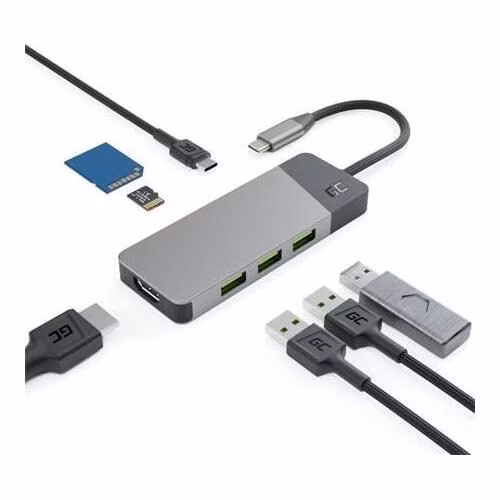 Green Cell Adapter HUB Connect 7in1 (3xUSB-A 3.1 HDMI 4K 60Hz USB-C PD 85W) for Apple MacBook,Lenovo,Asus,Dell