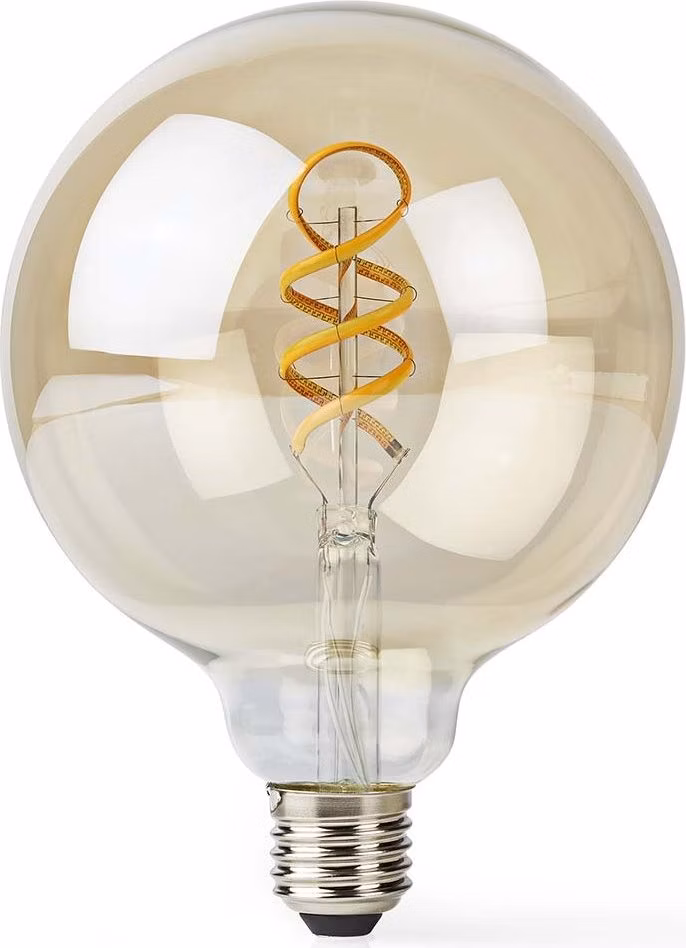 NEDIS Wi-Fi chytrá LED žárovka s vláknem/ E27/ G125/ 4,9W/ 230V/ 360lm/ teplá až studená bílá/ 1800 - 6500K/ stmívatelná