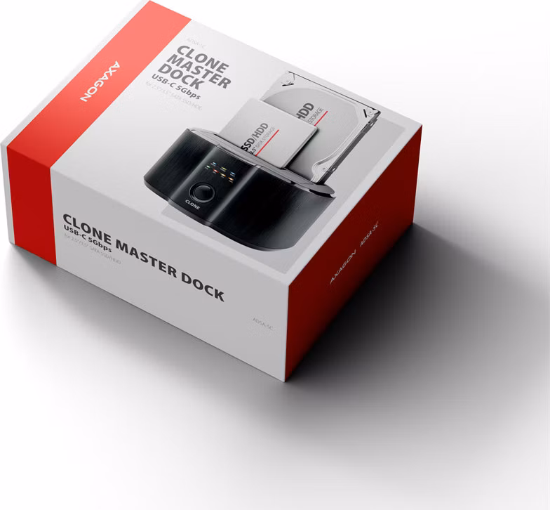 AXAGON ADSA-SC USB-C 5Gbps dokovací stanice pro 2x 2.5"/3.5" SSD/HDD s funkcí klonování disků bez PC