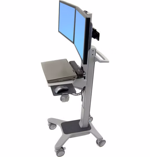 ERGOTRON Neo-Flex® Dual WideView WorkSpace, pojízdný multifunkční vozík, uchycení pro dva monitory