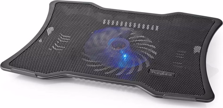 NEDIS stojan na notebook/ univerzální/ pro notebooky do 17"/ 1x ventilátor 125 mm/ USB/ plast-kov/ černý