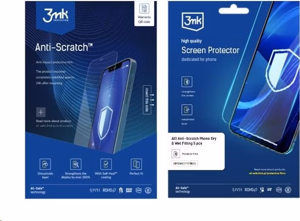 3mk All-Safe - AIO fólie Anti-Scratch Dry &amp; Wet Fitting Phone, 5 ks