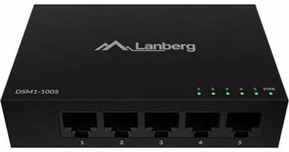 LANBERG SWITCH DSM1-1005 5X 1GB/S UNMANAGED GIGABIT ETHERNET DESKTOP 12V (KOVOVÝ KRYT)