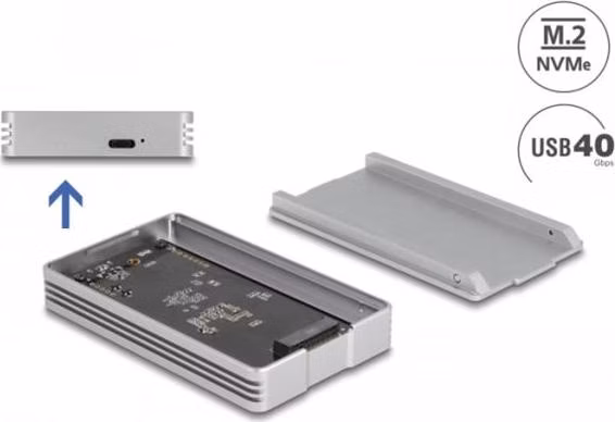 Delock Pouzdro USB4™ 40 Gbps na 1 x SSD M.2 NVMe - beznástrojový