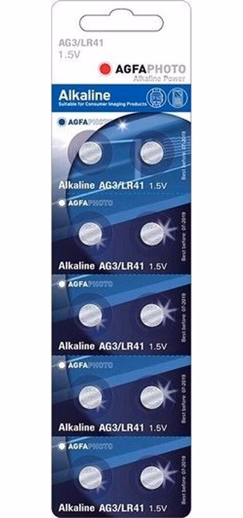 AgfaPhoto gombíková alkalické batérie 1.5V, LR41-LR736-AG3-384-392, blistr 10ks