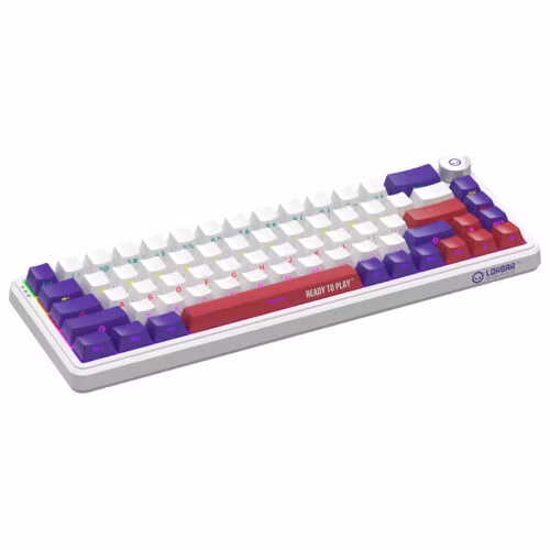 Lorgar KBA41MWH, mechanická herná klávesnica, 66 klávesov, Toxic Purple Switch, Hot-Swap, RGB, USB-C