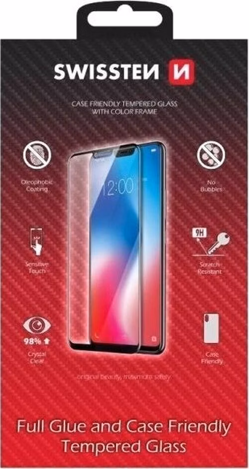 Swissten sklo Full Glue, color frame, case friendly pro Samsung Galaxy A56 5G , černé
