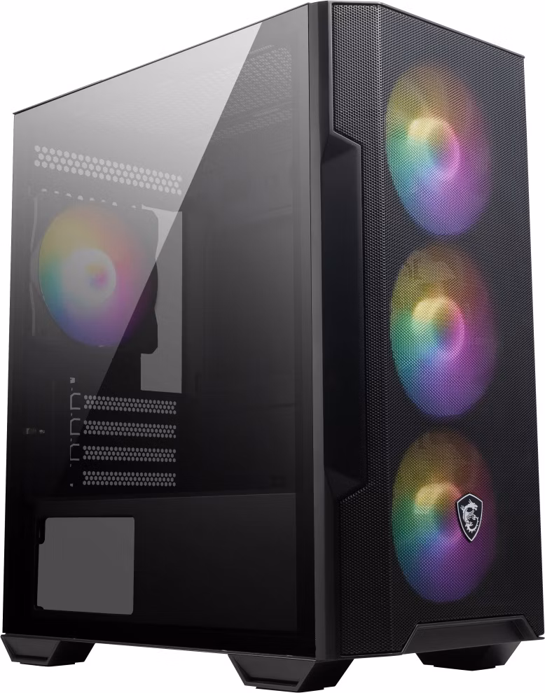 MSI skříň MAG FORGE M100R/ bez zdroje/ levé temperované sklo/ 4x 120 mm A-RGB fan/ 1x USB3.2/ černá