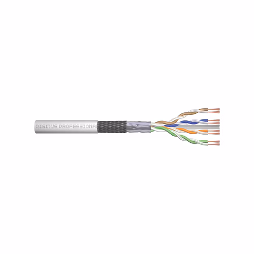 DIGITUS Patch kabel CAT 6 SF-UTP, surová délka 305 m, papírová krabička, AWG 26/7, LSZH, simplex, barva šedá