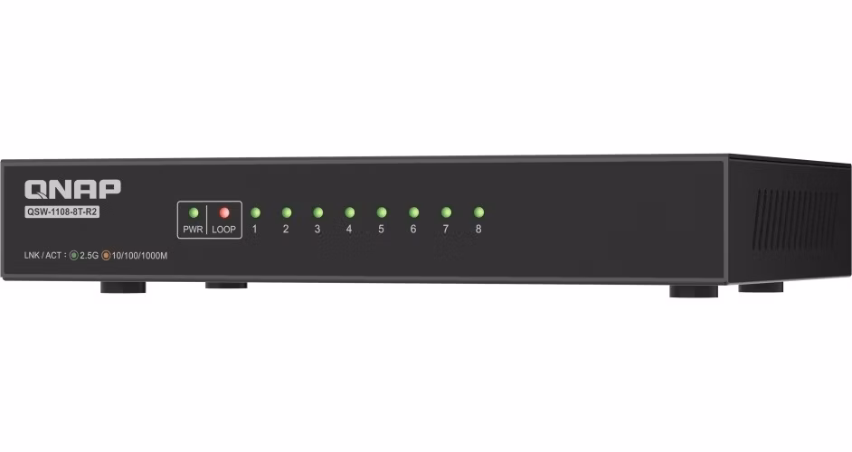 QNAP switch QSW-1108-8T-R2 (8x 2,5GbE port, pasivní chlazení, podpora 100M/ 1G/ 2,5G)