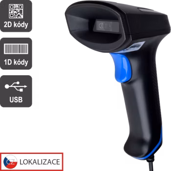 CCD 2D čtečka Virtuos HT-851A, USB (klávesnice/RS-232 emulace), bez stojánku, černá