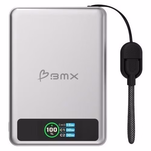 BMX SolidSafe™ 10K Solid-State Magnetic Power Bank, Silver
