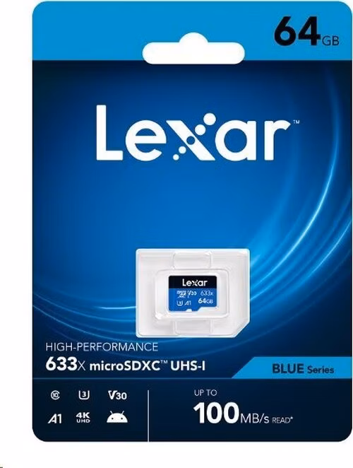32GB Lexar® High-Performance 633x microSDXC™ UHS-I, up to 100MB/s read 20MB/s write C10 A1 V30 U3, Global