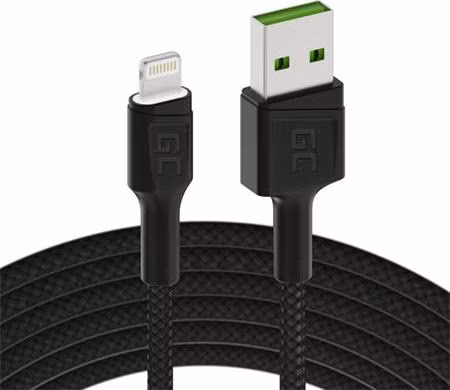 Green Cell Ray Kabel USB-A  - Lightning 2m LED s rychlým nabíjením pro Apple iPhone