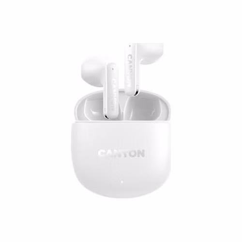 Canyon OnGo 13, TWS BT 5.4 slúchadlá do uší, USB-C nabíjanie, nabíjacia stanica, kompaktné, nízka hmotnosť, biele