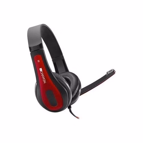 Canyon HSC-1, PC Headset, slúchadla s mikrofónom, 1 x 3.5mm jack komb., ovládanie na kábli, 2 m, čierno-červené