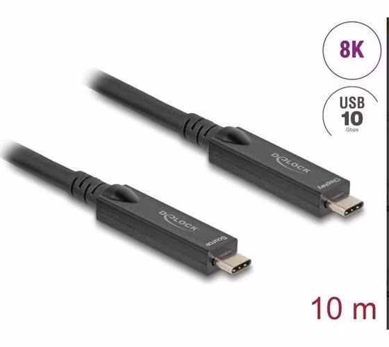 Delock Aktivní optický kabel USB-C™ 8K Video + Data + PD, délka 10 m