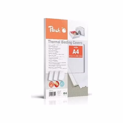 PEACH vazací Thermal Binding Covers, A4, 1.5mm, bílé, 20 ks