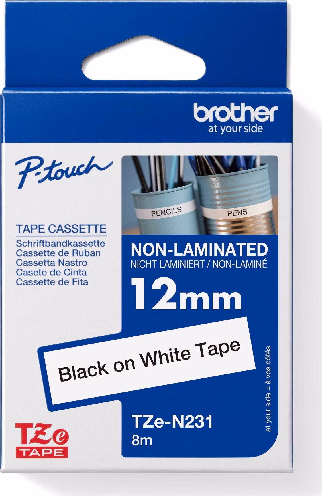 BROTHER TZEN231 - 12 mm široká kazeta TZ, nelaminovaná TZE-N231, biele/čierne písmo