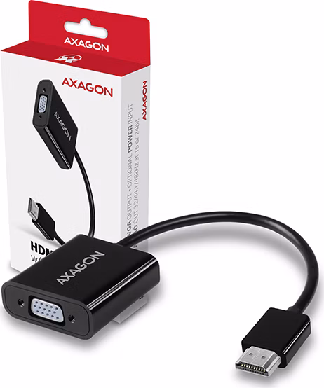 AXAGON RVH-VGAN, HDMI -> VGA AKTIVNÍ redukce / adaptér, FullHD, audio výstup, micro USB nap. konektor