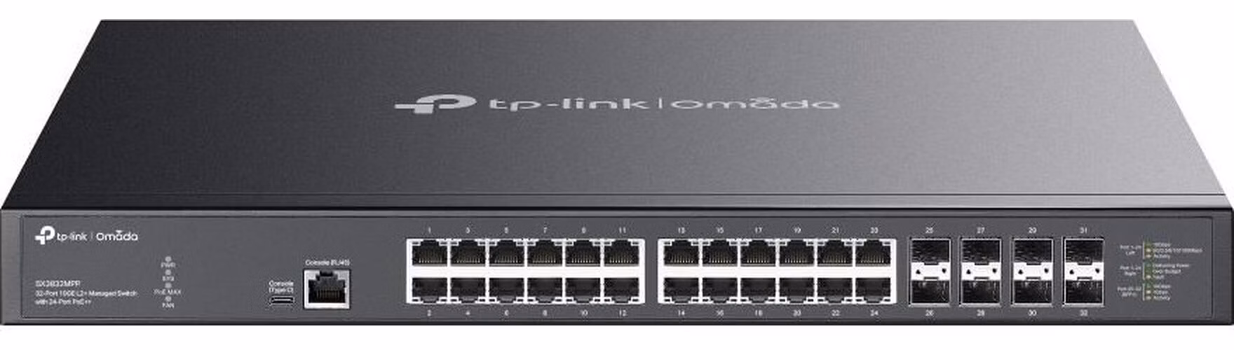 TP-Link OMADA switch SX3832MPP (24x10GbE,8xSFP+,24xPoE++,770W,1xconsole,1xUSB-C)